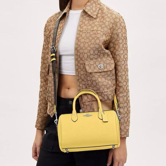 COACH ROWAN SATCHEL BAG WITH SIGNATURE CANVAS STRAP 💛 - Picture 6 of 16